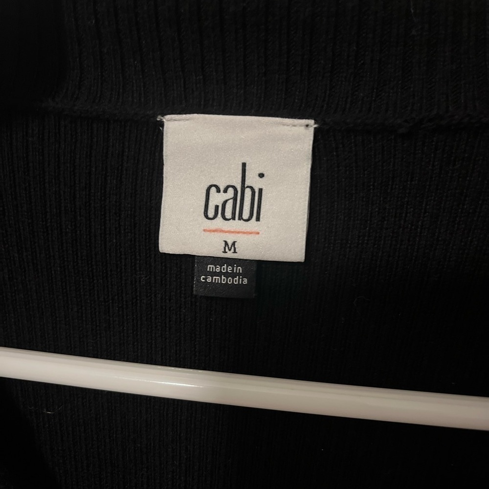 Cabi Adorn pullover cotton blend sweater black & white ruffle trim size M - Picture 5 of 10